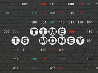 Image showing Time concept: Time Is money on wall background