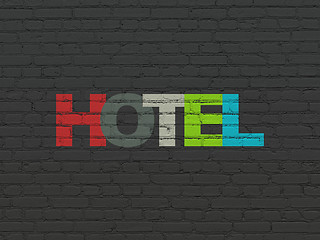 Image showing Vacation concept: Hotel on wall background