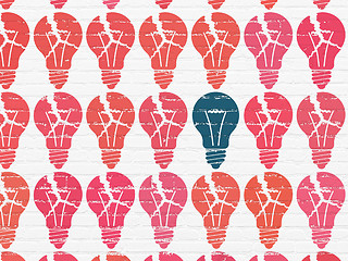 Image showing Finance concept: light bulb icon on wall background
