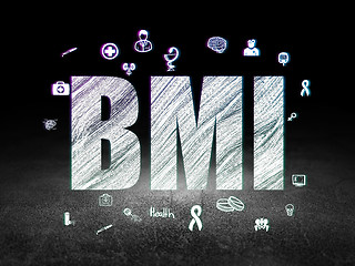 Image showing Health concept: BMI in grunge dark room