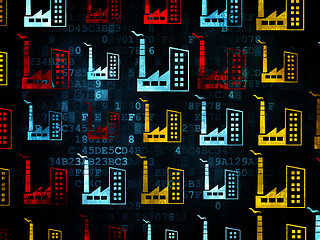 Image showing Industry concept: Industry Building icons on Digital background