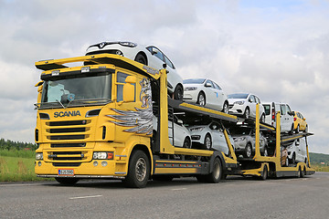 Image showing Scania R500 Car Carrier New Vehicles Transport