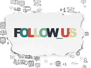 Image showing Social network concept: Follow us on Torn Paper background