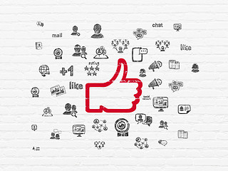 Image showing Social network concept: Thumb Up on wall background