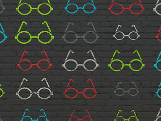 Image showing Science concept: Glasses icons on wall background