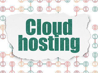 Image showing Cloud technology concept: Cloud Hosting on Torn Paper background