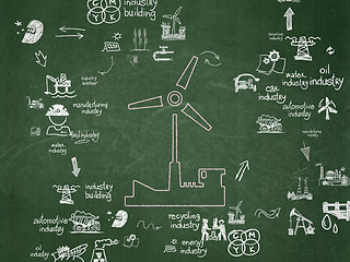 Image showing Manufacuring concept: Windmill on School Board background