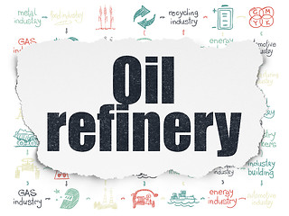 Image showing Manufacuring concept: Oil Refinery on Torn Paper background