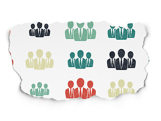 Image showing News concept: Business People icons on Torn Paper background