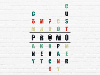 Image showing Advertising concept: word Promo in solving Crossword Puzzle