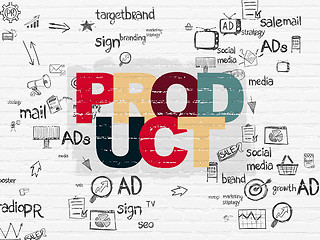 Image showing Marketing concept: Product on wall background