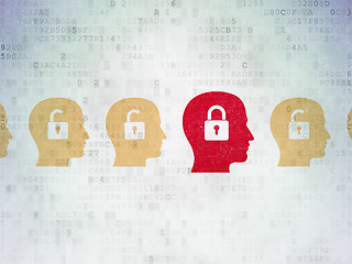 Image showing Business concept: head with padlock icon on Digital Paper background