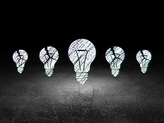 Image showing Business concept: light bulb icon in grunge dark room