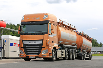 Image showing New DAF XF Tank Truck Being Refueled