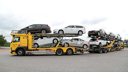 Image showing Volvo FM Car Carrier Hauls New Cars