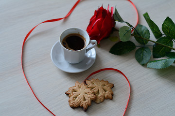 Image showing coffee and maple leaves biscuits