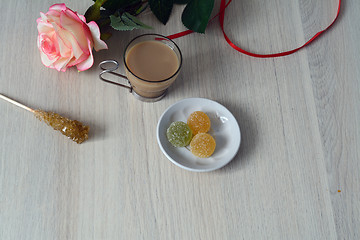 Image showing white coffee with fruit marmelade