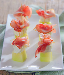 Image showing Ham, cheese and melon