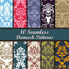 Image showing Set of  Damask Seamless Patterns