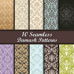 Image showing Set of  Damask Seamless Patterns