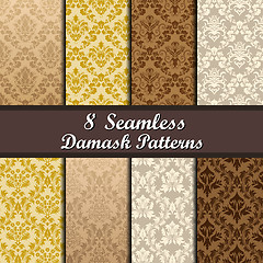 Image showing Set of  Damask Seamless Patterns