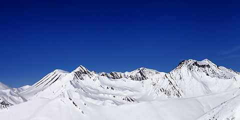 Image showing Panoramic view from ski slope in nice sun day