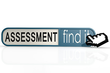 Image showing Assessment word on the blue find it banner