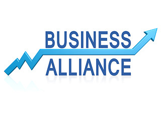 Image showing Business alliance with blue arrow