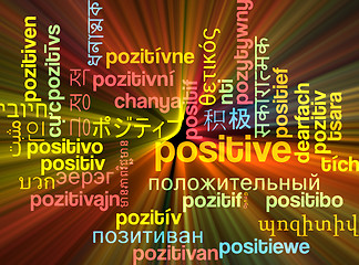 Image showing Positive multilanguage wordcloud background concept glowing