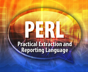 Image showing PERL acronym definition speech bubble illustration