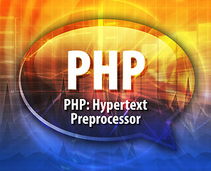 Image showing PHP acronym definition speech bubble illustration