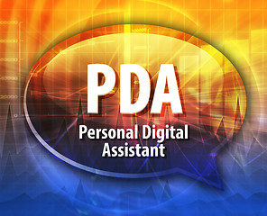 Image showing PDA acronym definition speech bubble illustration