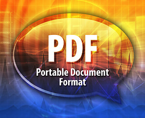 Image showing PDF acronym definition speech bubble illustration