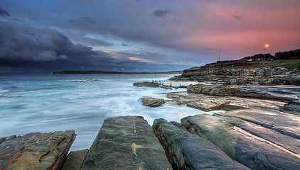 Image showing Mahon Pool and Maroubra with incoming storm