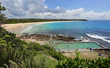 Image showing Blackhead Beach on a beautiful summer day