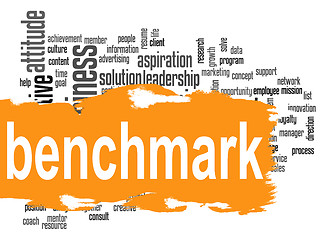 Image showing Benchmark word cloud with orange banner