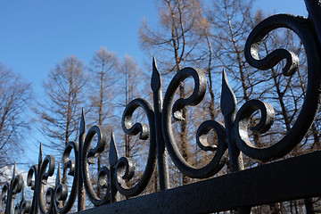 Image showing wrought iron fence against the sky 