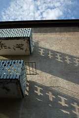 Image showing two balconies on the old house 