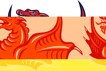 Image showing Chinese Red Dragon Angry Isolated Retro