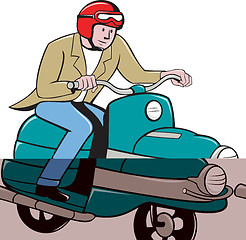Image showing Rider Riding Scooter Isolated Cartoon