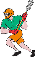 Image showing Lacrosse Player Crosse Stick Running Cartoon