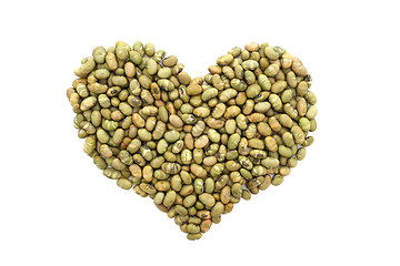 Image showing Roasted salted soy nuts in a heart shape