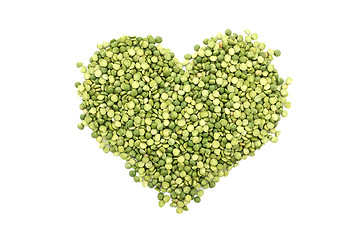 Image showing Green split peas in a heart shape