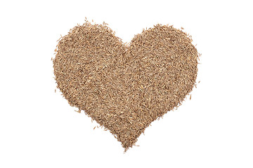 Image showing Grass seeds in a heart shape