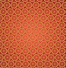 Image showing luxurious round yellow patterns on the red