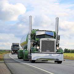 Image showing Peterbilt 359 Semi Tank Truck 1971 on the Road