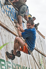 Image showing Sportsman storms big wall in extrim race. Tyumen.Russia