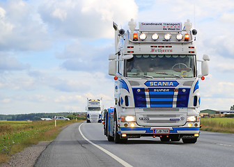 Image showing Scania R500 V8 of RG Trans in Truck Convoy