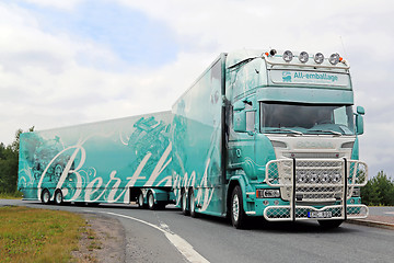 Image showing Scania R560 Berthons Hot Rod in Truck Convoy