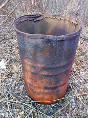 Image showing empty barrels in the Arctic environmental pollution